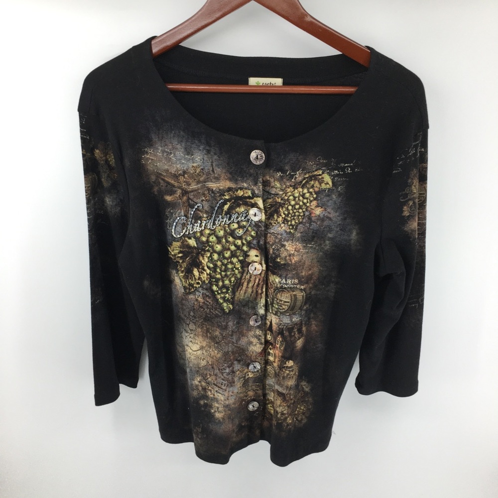 Cactus Chardonnay Print Button Down Cardigan